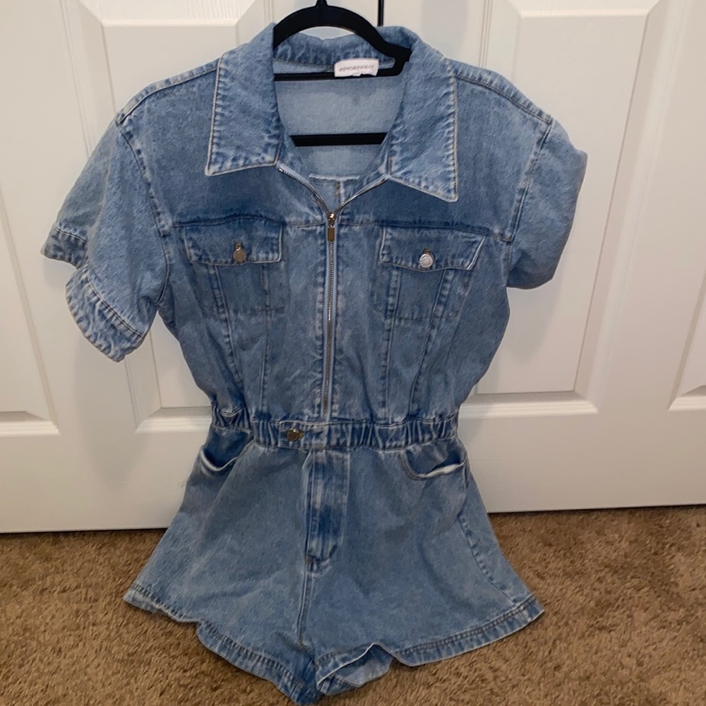 Weworewhat Denim Romper